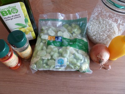Ingrédients pour la salade de fèves