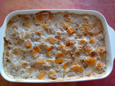 Gratin de courge butternut aux noix