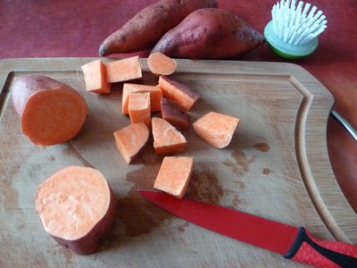 Patates douces en cubes